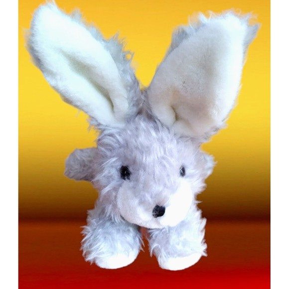 Vintage HUGFUN Bunny Rabbit Plush 8.5 Long Eared Gray Shaggy Stuffed Animal Toy - Picture 1 of 7